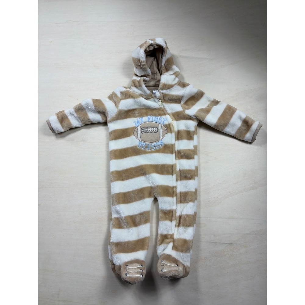 Little Beginnings Baby Boys My First Season Football Fleece Footed Romper 3-6M